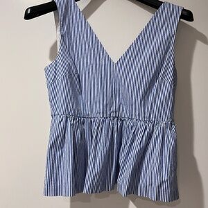 JCrew Blue and White Stripe Sleeveless Peplum Top (size 4)
